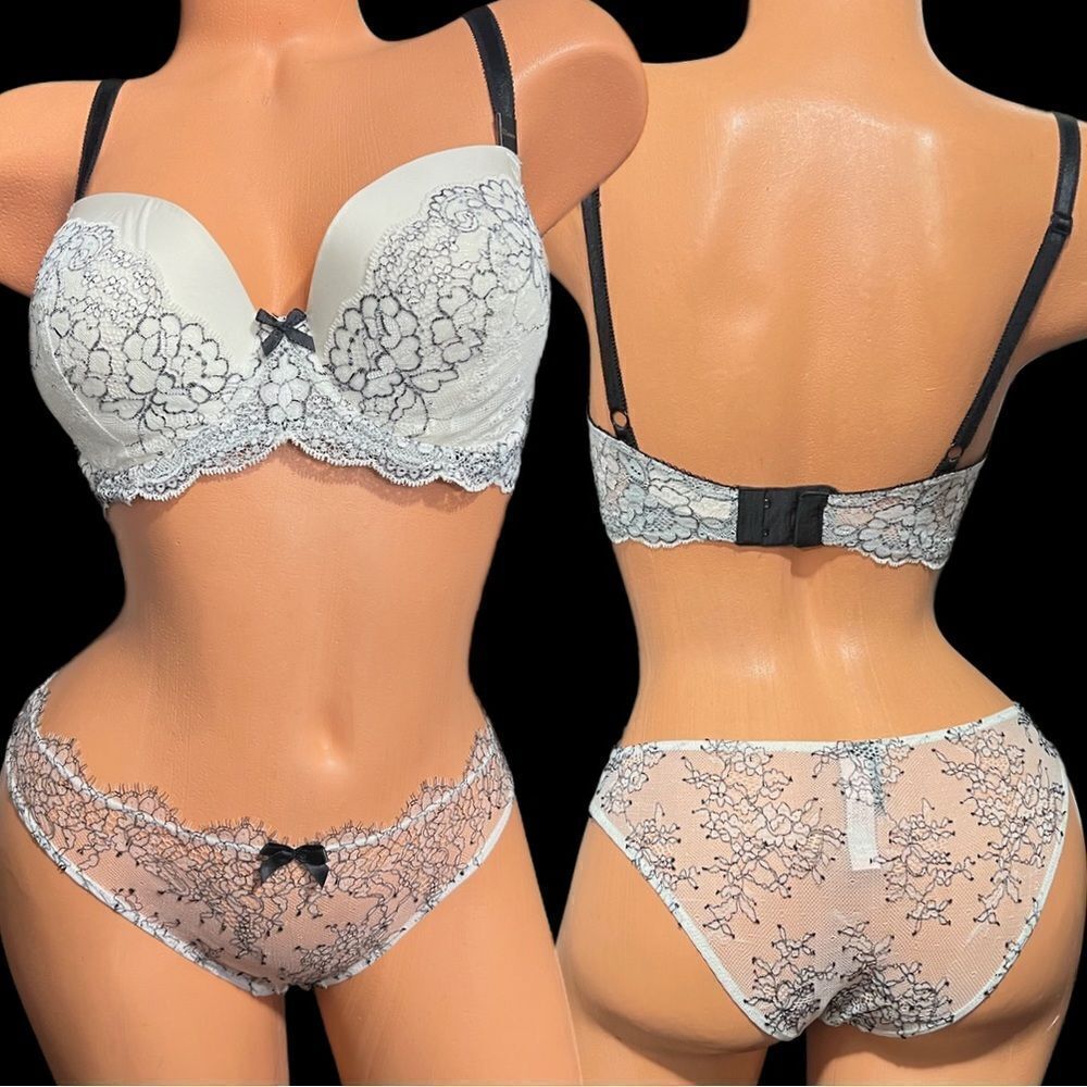 Victorias Secret set Dream Angels Lined Demi Bling Rhinestone lace  bra & Panty